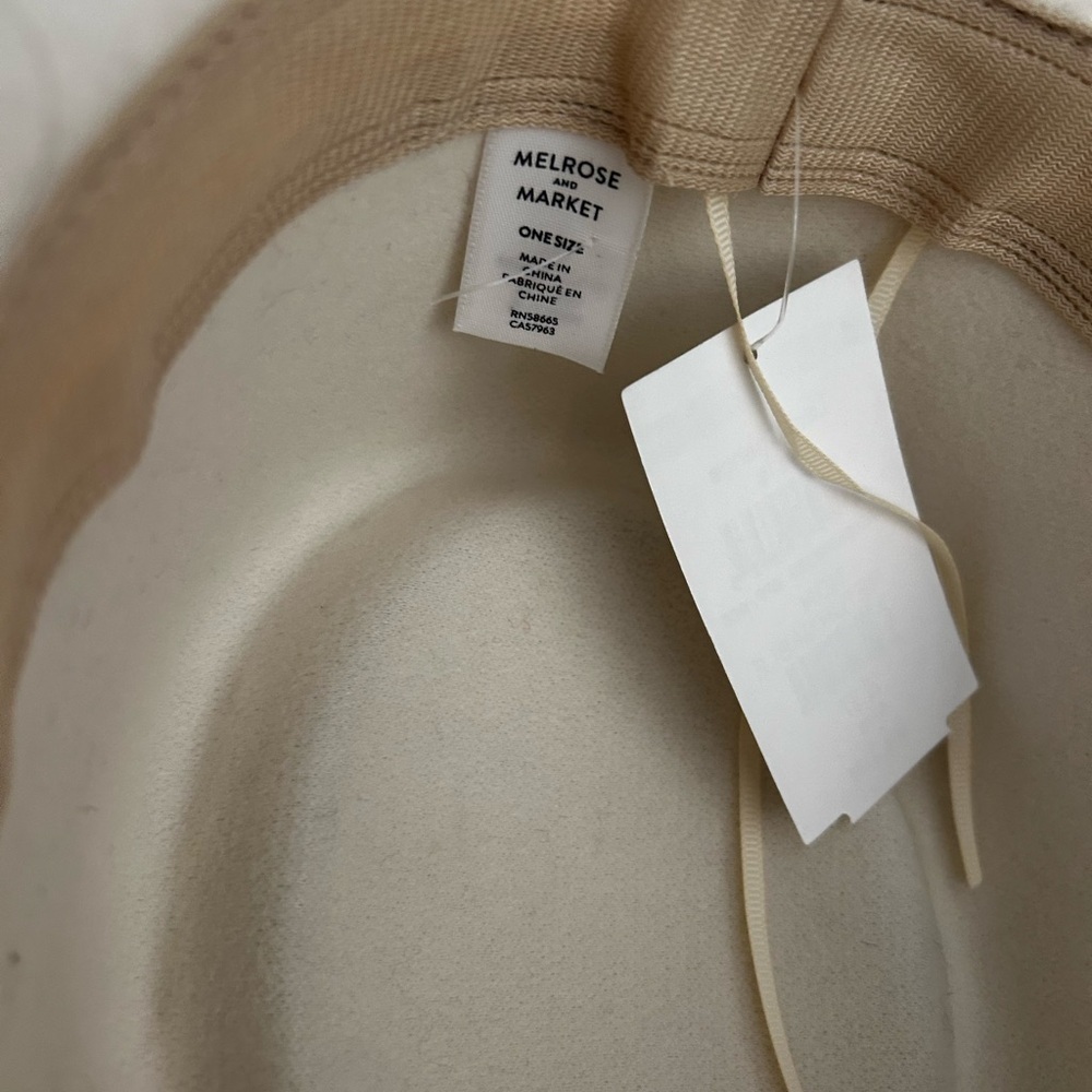 Melrose and Market Cream Flat Wide Brim Hat‎ with Tan Band - Picture 4 of 4